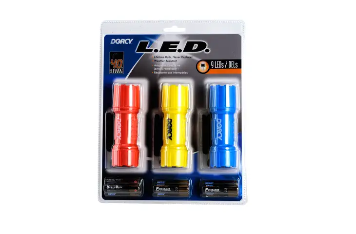 Dorcy 3 Pack - 3AAA 9 LED Plastic Flashlight Combo w/ Batteries 41-4243 - view 2